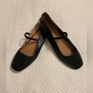 Madewell Black Leather “Greta” Ballet Flats